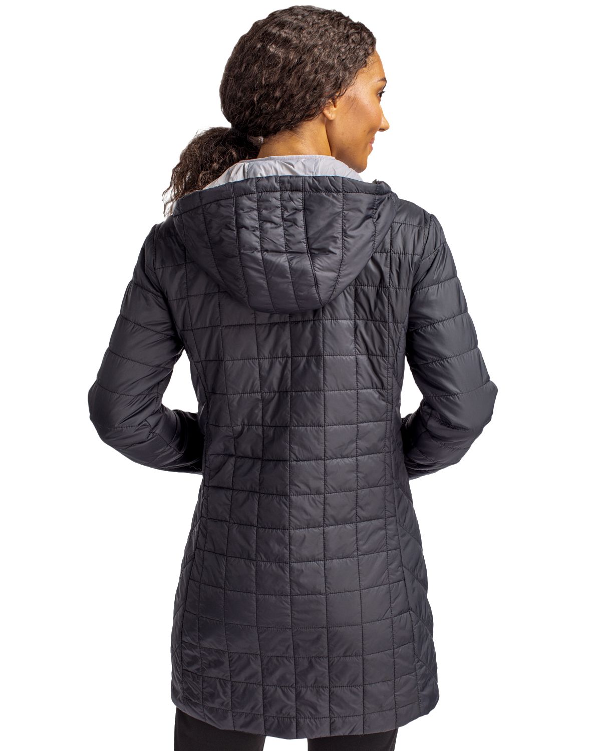 Cutter & Buck Rainier Recycled Insulated Puffer Womens Full Zip Hooded Long Coat