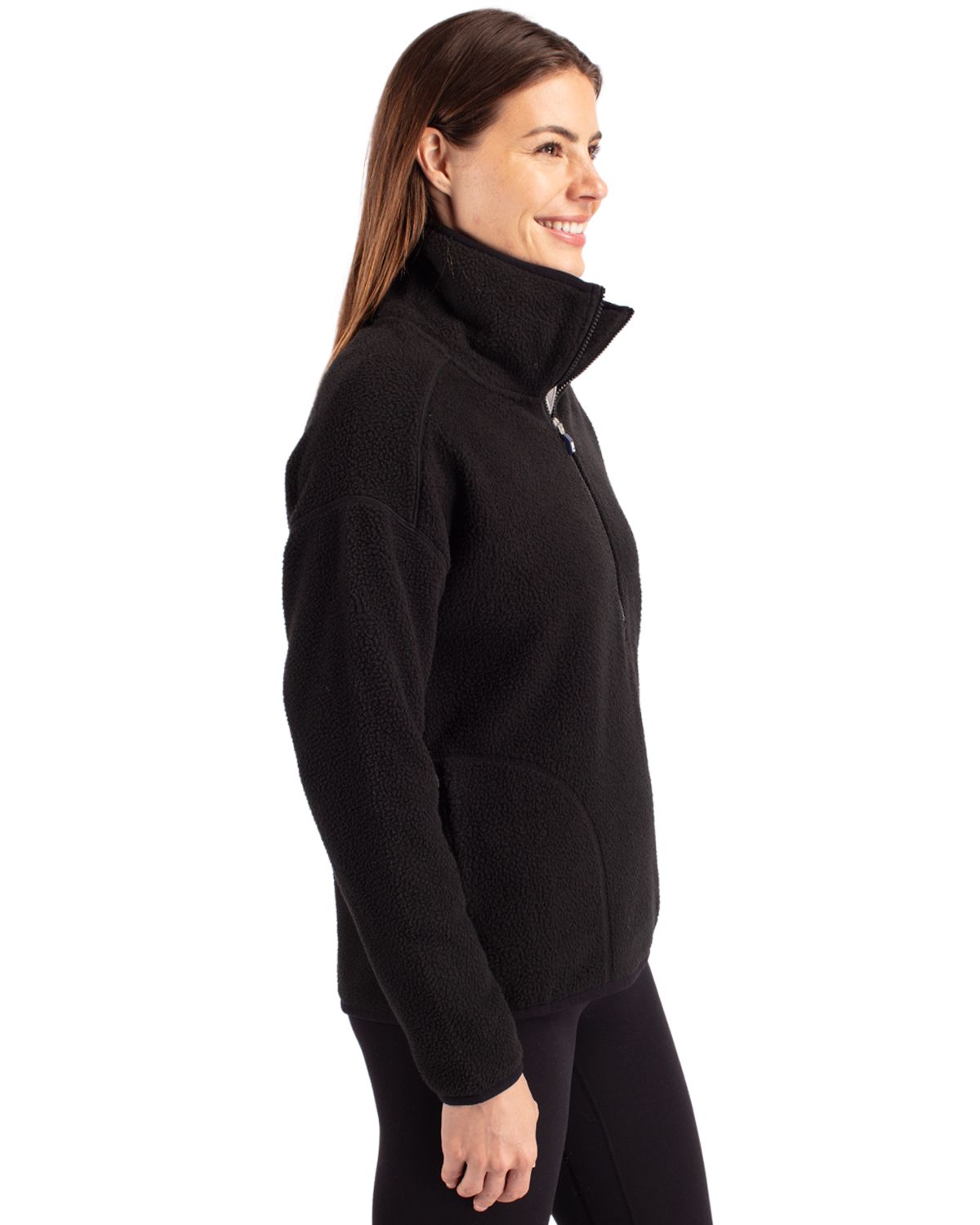 Cutter & Buck Cascade Epic Comfort Recycled Sherpa Fleece Womens Pullover Jacket