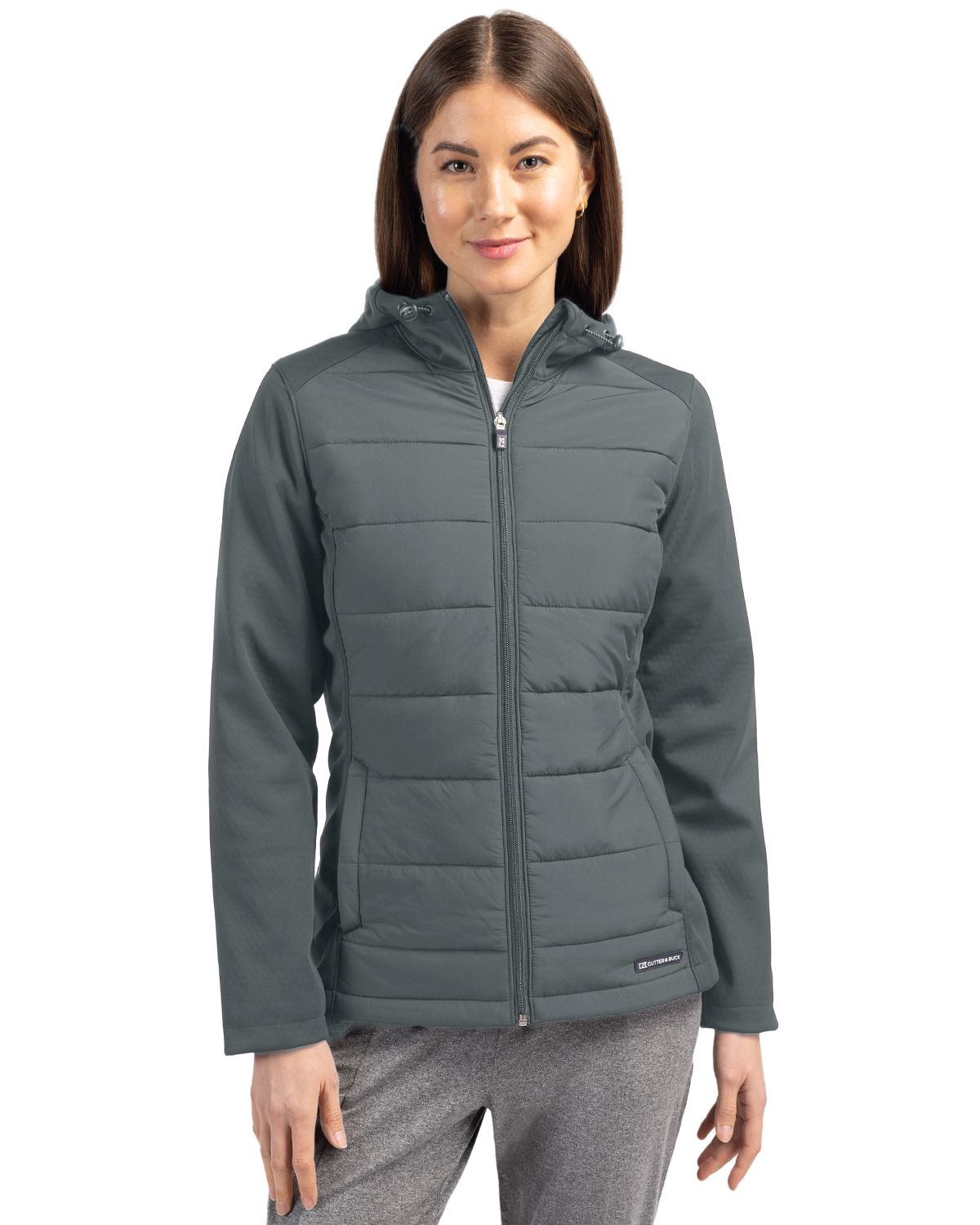 Cutter & Buck Evoke Recycled Honeycomb Fleece Womens Hybrid Full Zip Jacket
