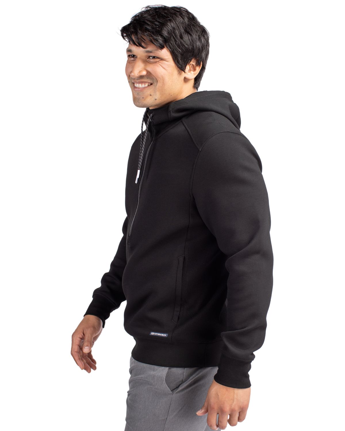 Cutter & Buck Roam Recycled Buttery-Soft Knit Mens Half Zip Hooded Pullover