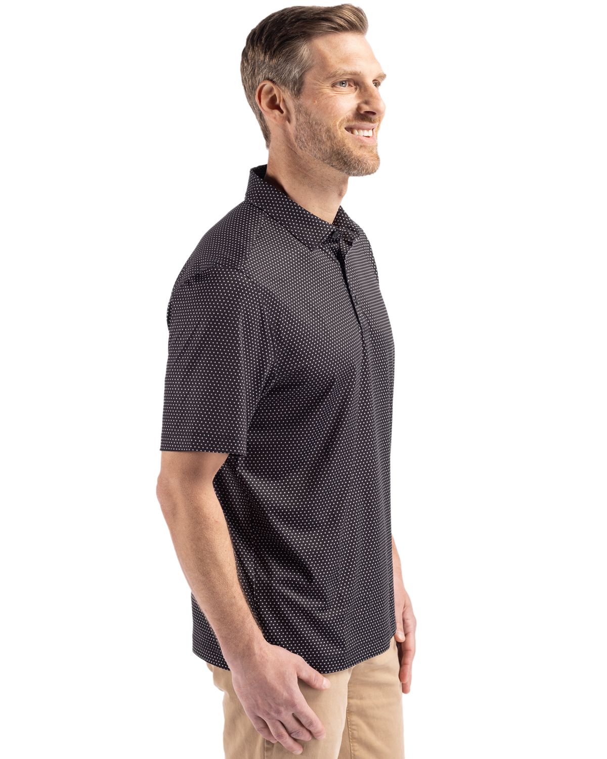 Cutter & Buck Pike Recycled Shadow Check Print Mens Polo