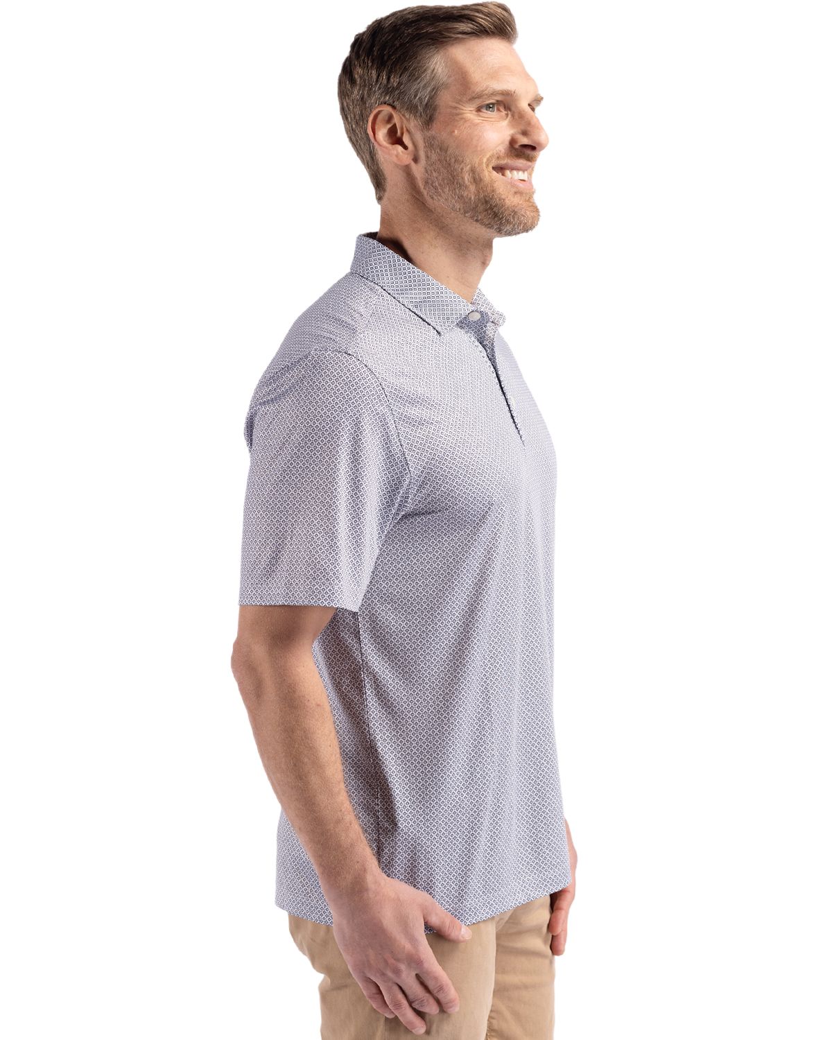 Cutter & Buck Pike Recycled Diamond Dot Print Mens Polo