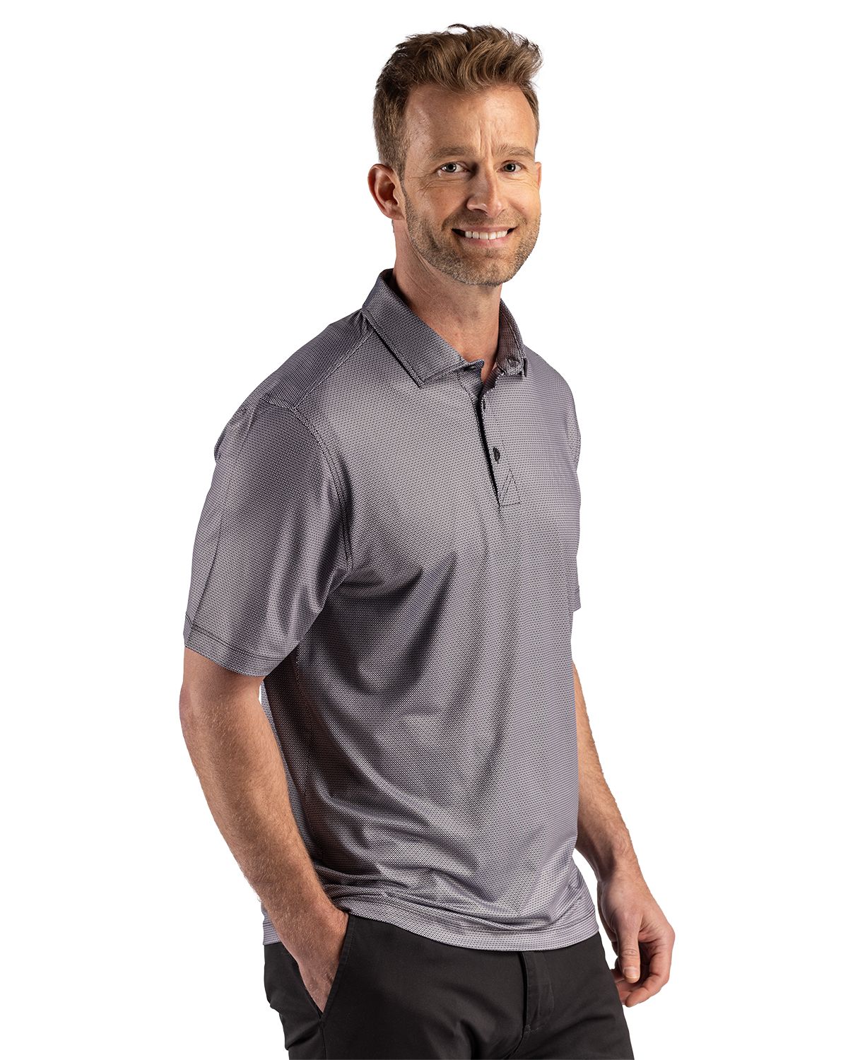 Cutter & Buck Pike Recycled Lattice Print Mens Polo