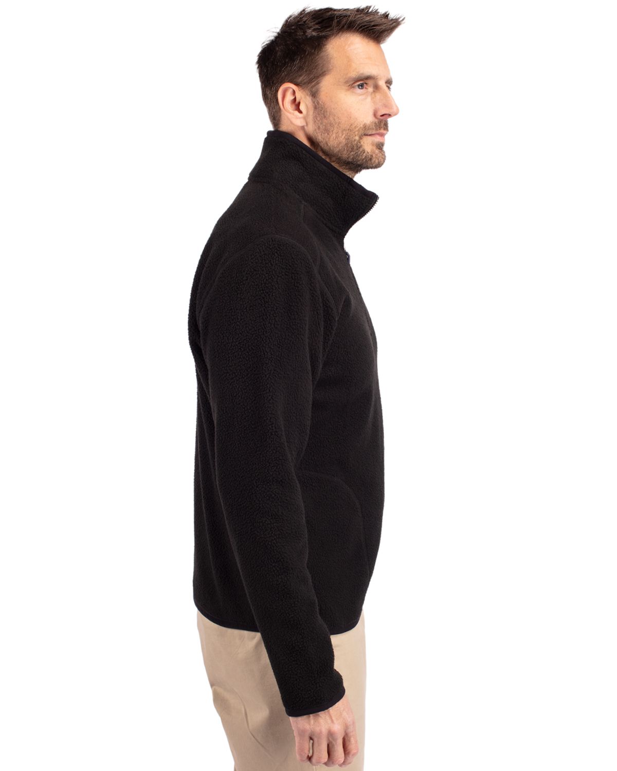Cutter & Buck Cascade Epic Comfort Recycled Sherpa Fleece Mens Quarter Zip Jacket