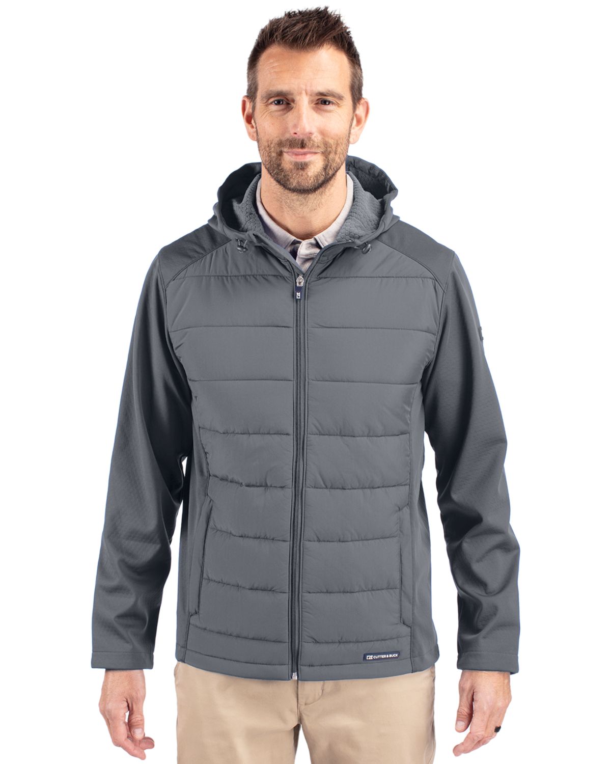 Cutter & Buck Evoke Recycled Honeycomb Fleece Mens Hybrid Full Zip Jacket