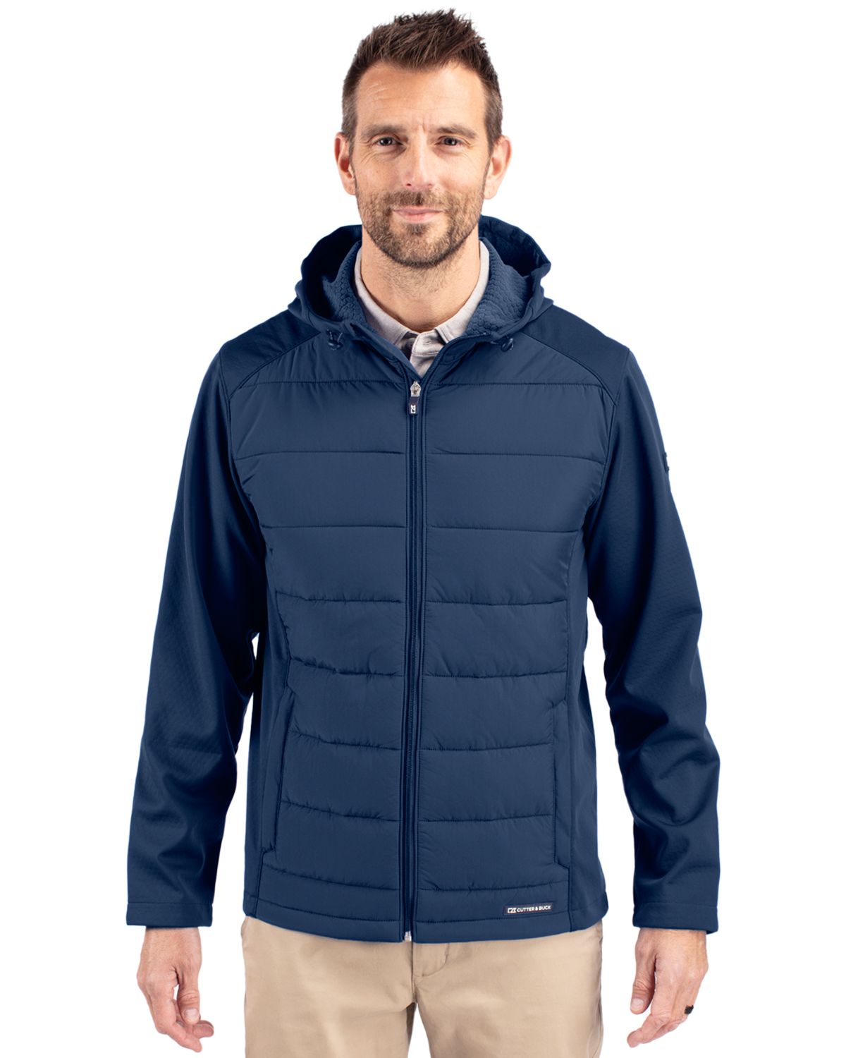 Cutter & Buck Evoke Recycled Honeycomb Fleece Mens Hybrid Full Zip Jacket