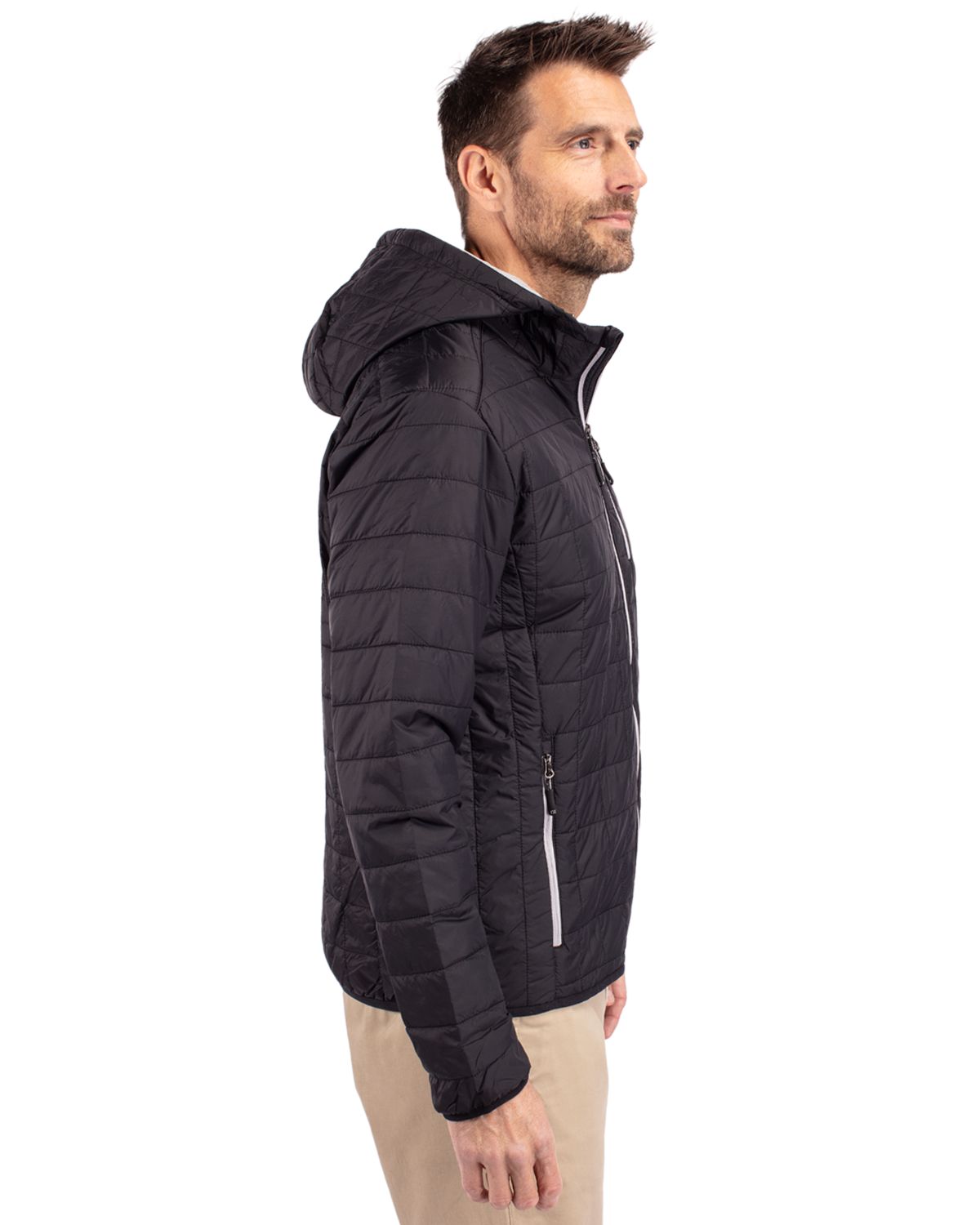 Cutter & Buck Rainier Recycled Insulated Puffer Mens Full Zip Hooded Jacket Jacket