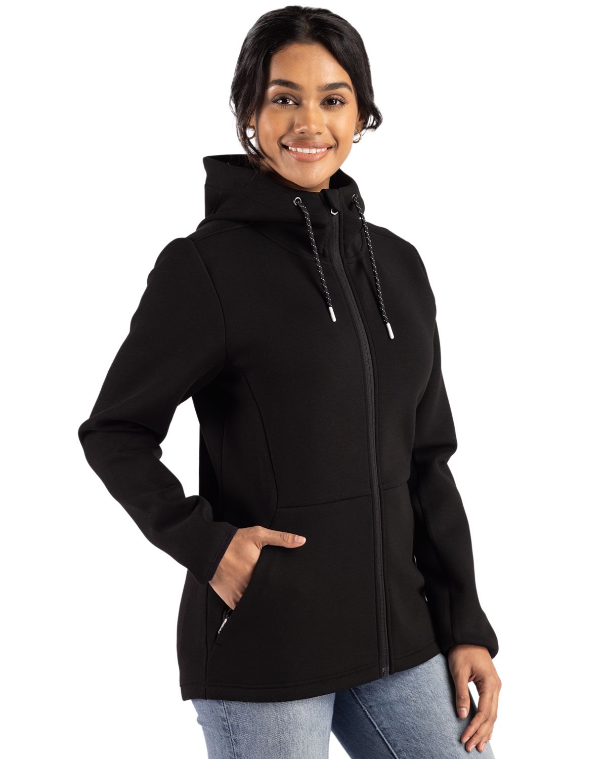 Cutter & Buck Roam Recycled Buttery-Soft Knit Womens Full Zip Hooded Jacket