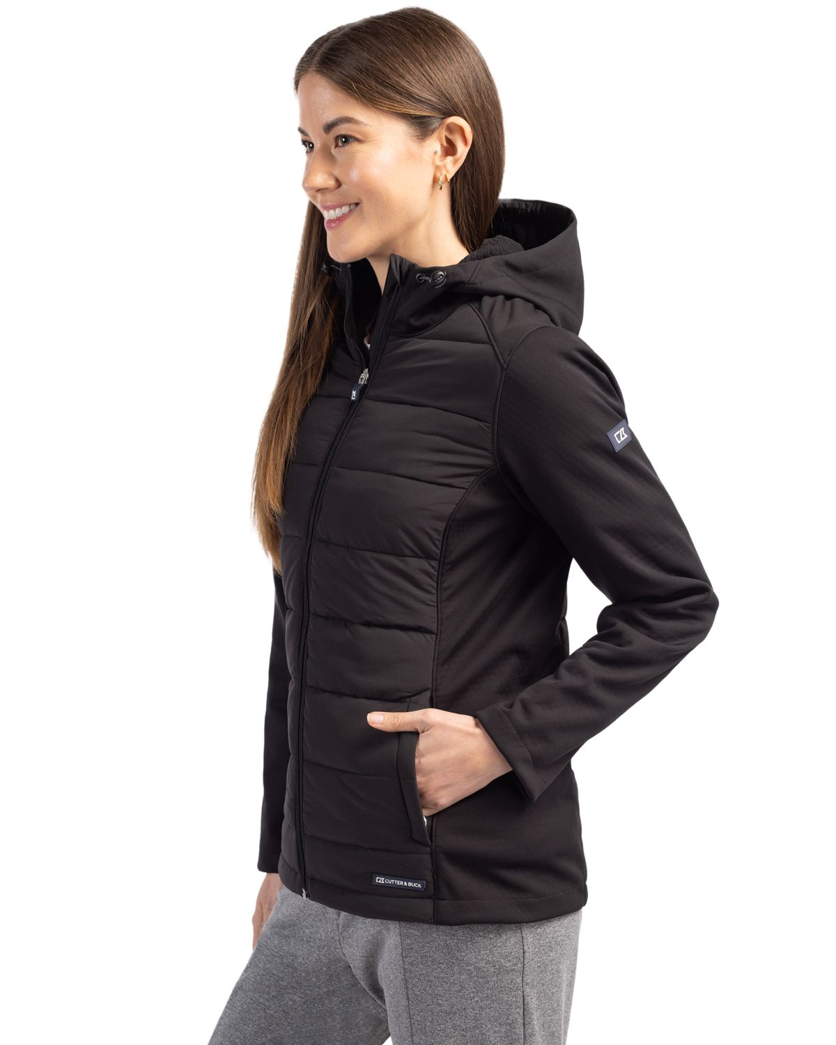 Cutter & Buck Evoke Recycled Honeycomb Fleece Womens Hybrid Full Zip Jacket