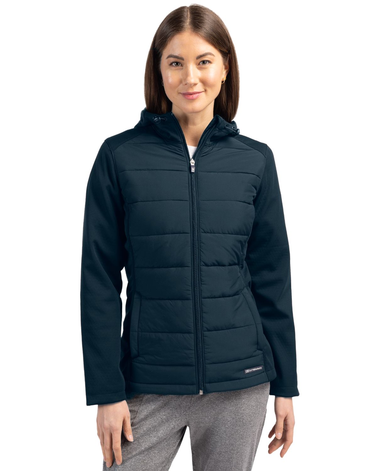 Cutter & Buck Evoke Recycled Honeycomb Fleece Womens Hybrid Full Zip Jacket