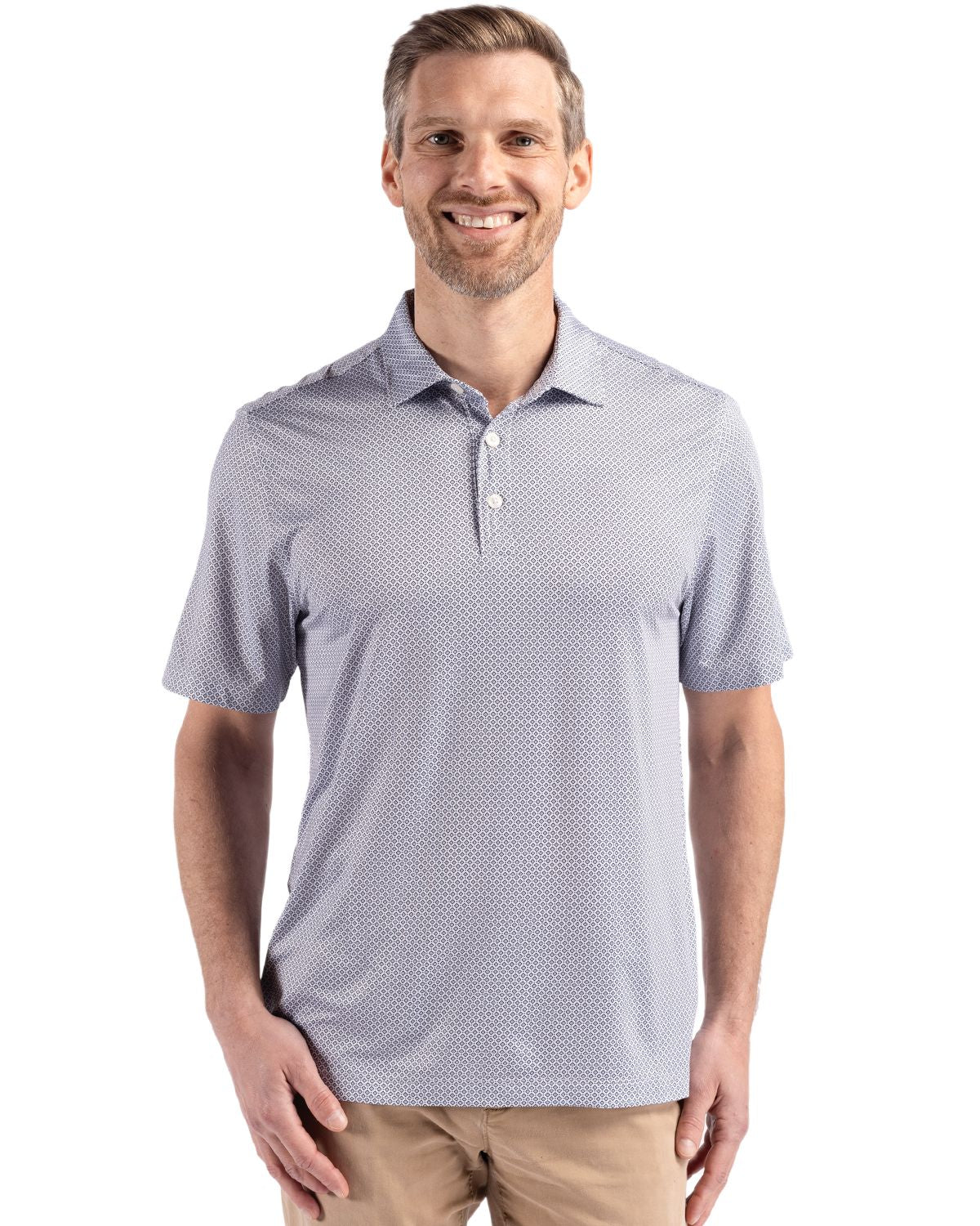 Cutter & Buck Pike Recycled Diamond Dot Print Mens Polo