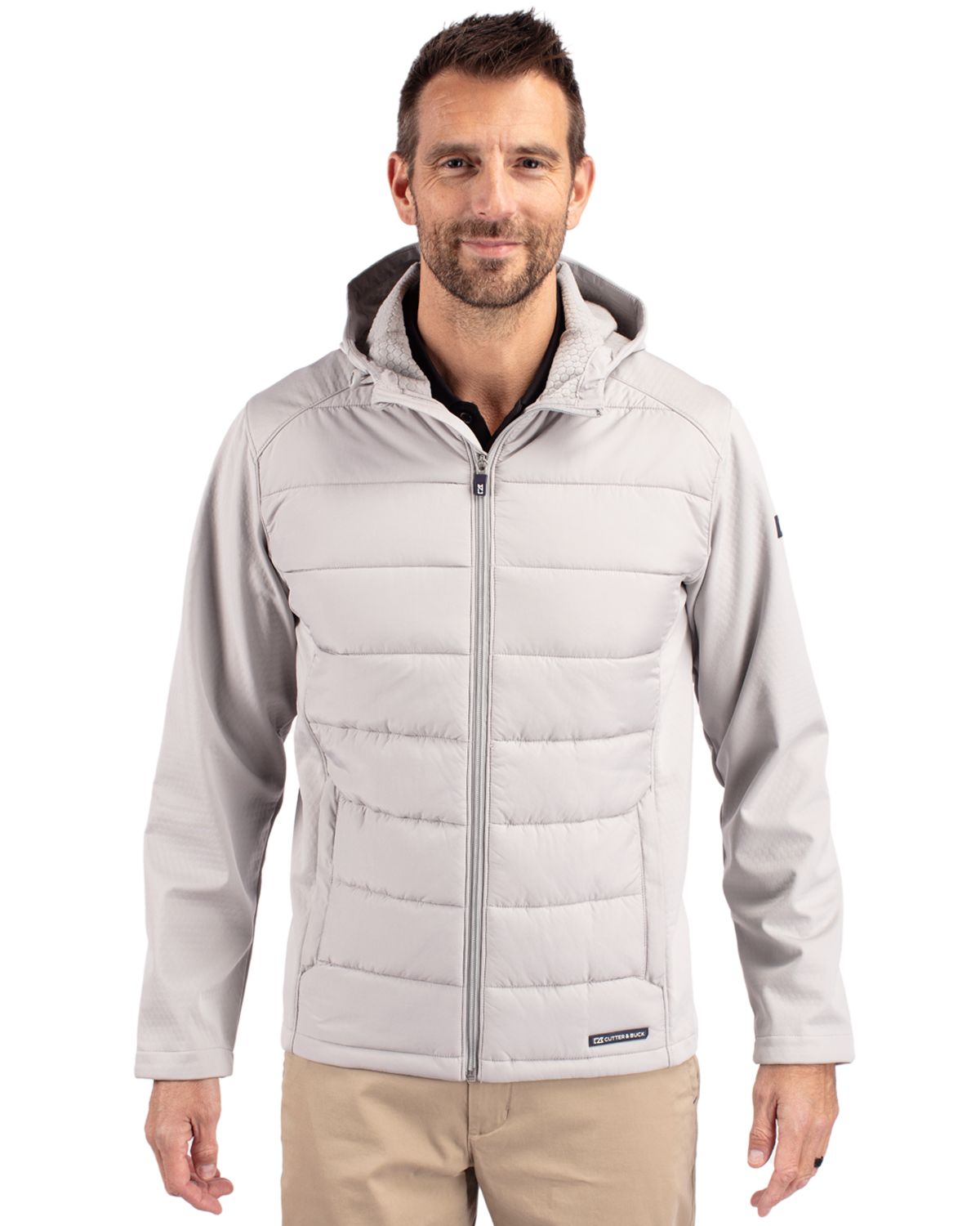 Cutter & Buck Evoke Recycled Honeycomb Fleece Mens Hybrid Full Zip Jacket