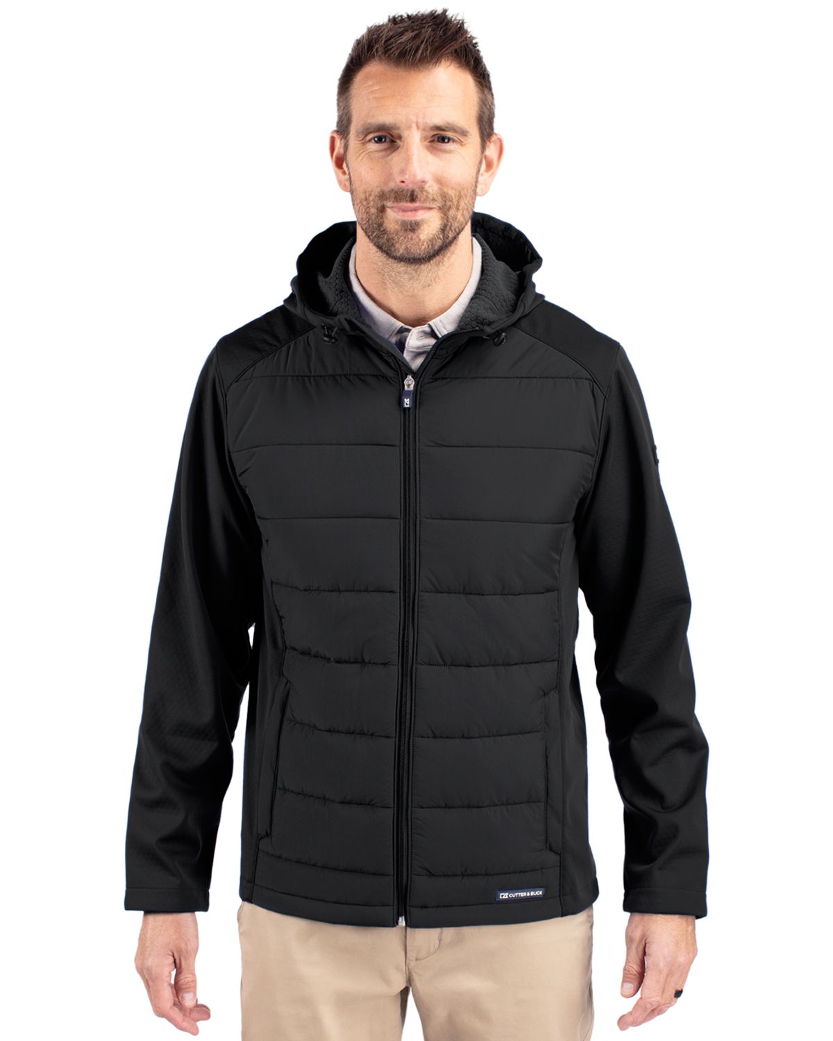 Cutter & Buck Evoke Recycled Honeycomb Fleece Mens Hybrid Full Zip Jacket